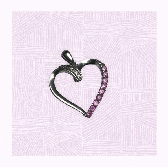 925 Heart pendant with pink stones - Picture 2 of 7